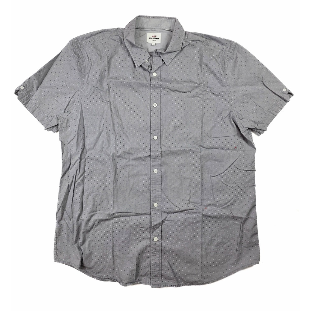 Ben Sherman Original Gray Geometric Print S/Sleeve Button Up Shirt Men's 2XL